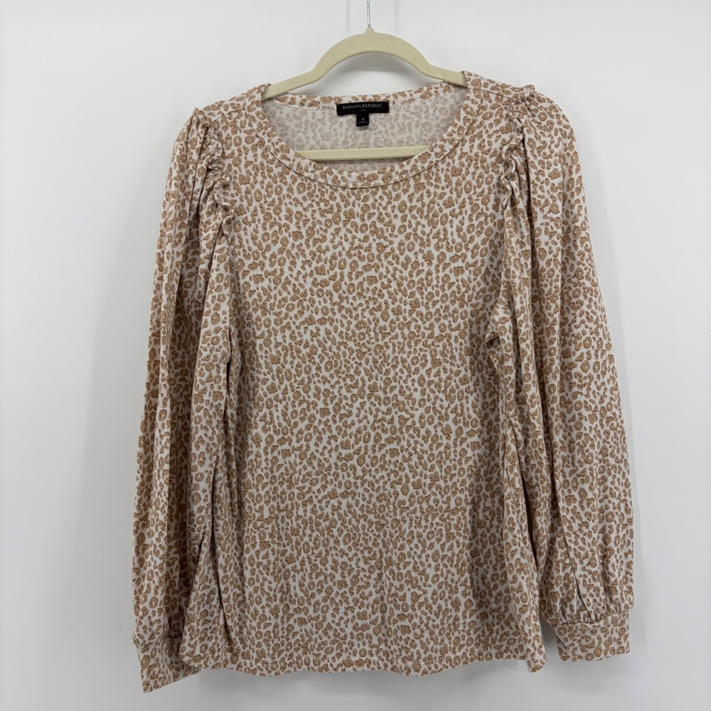 Banana Republic Leopard Print Long Sleeve Puff Sleeve‎ Top Women's Medium